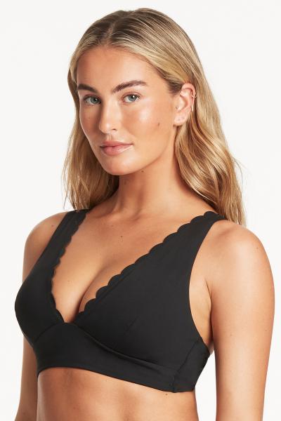 Sea Level Scalloped Black bikiniSET