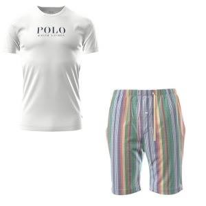 Ralph Lauren wit T-shirt logo + short gestreept