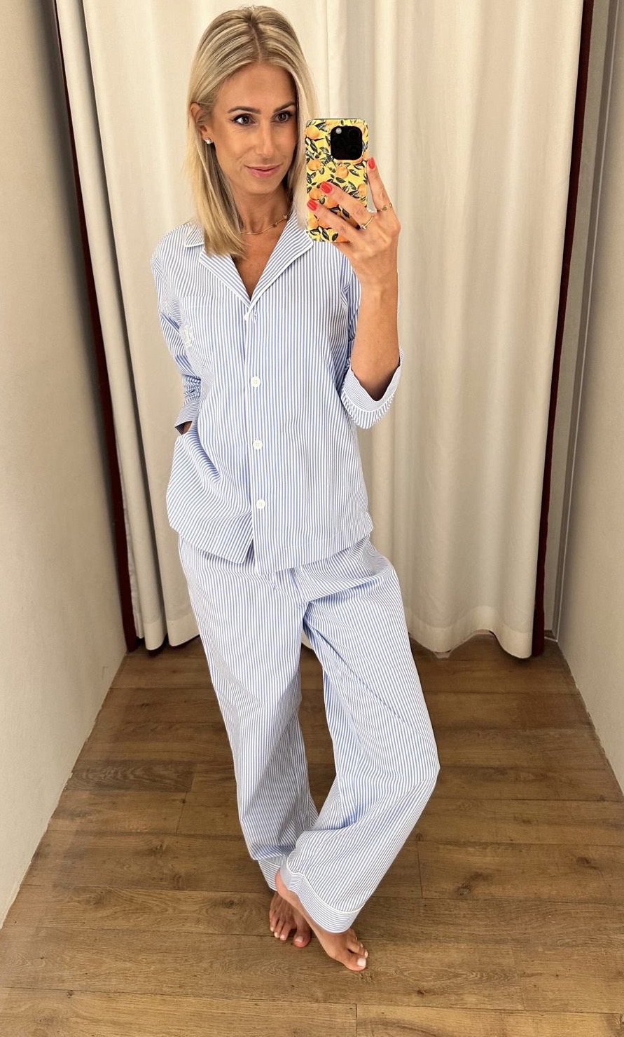 Ralph Lauren Pyjama gestreept doorknoop-lange br