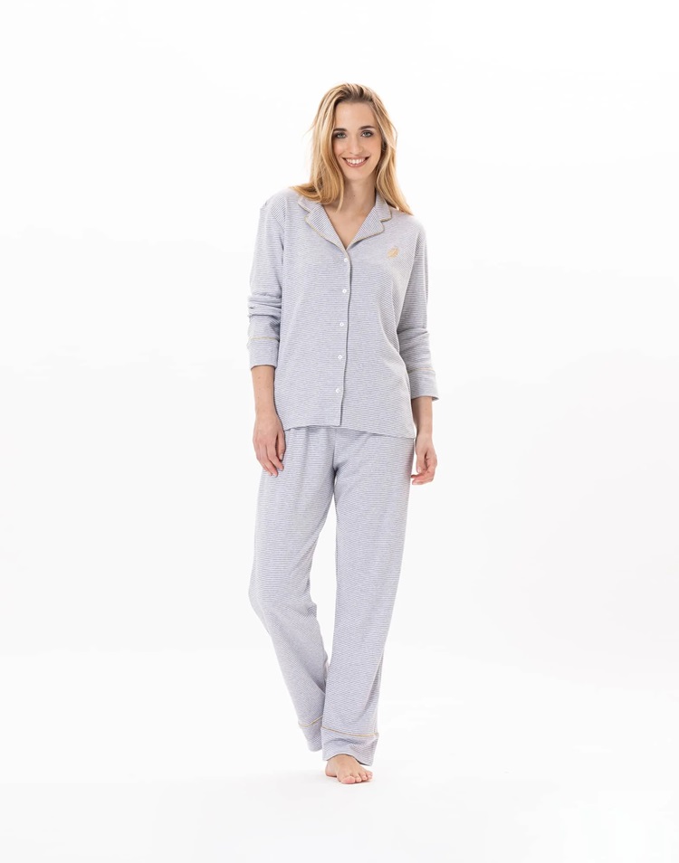 Le Chat Garance pyjama doorknoop lm+b streepje