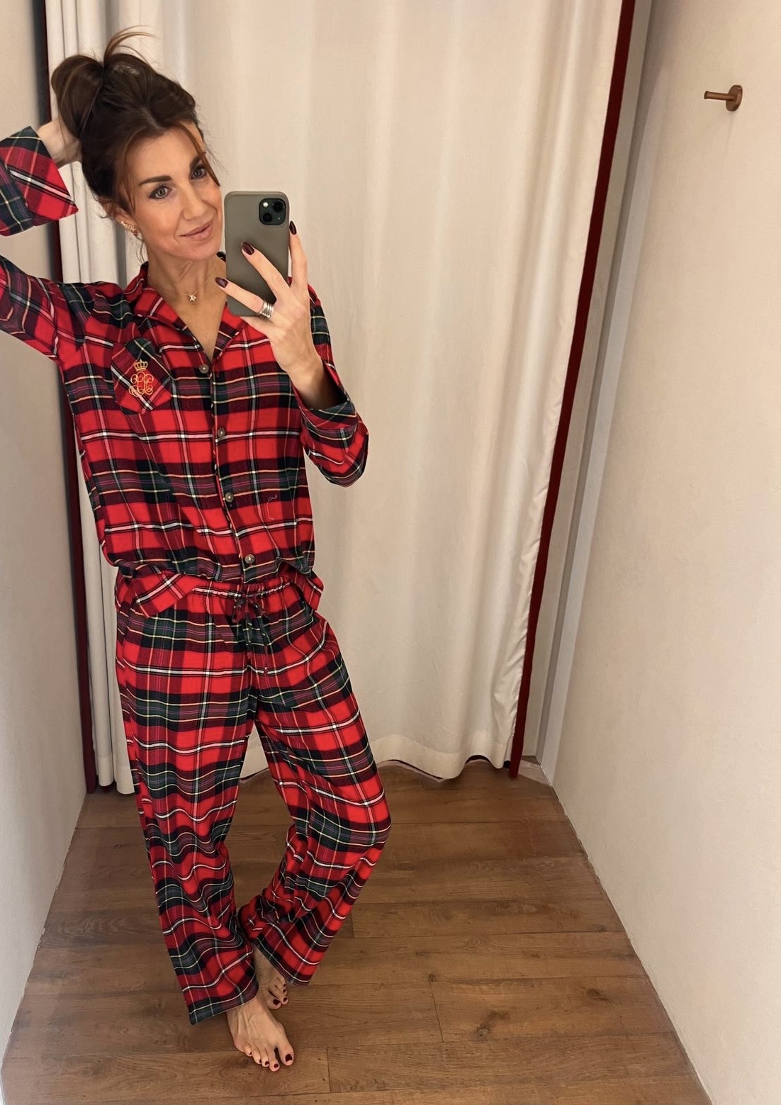 Ralph Lauren Pyjama ruit doorknoop flanel