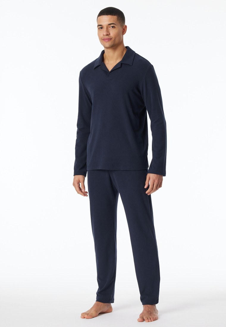 Schiesser Pyjama polo lange mouw+lange broek