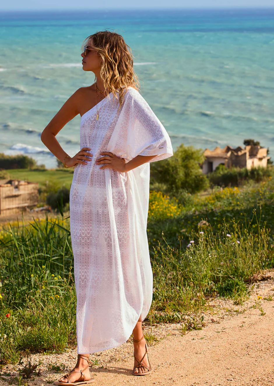 Melissa Odabash Savannah kaftan asymmetrisch